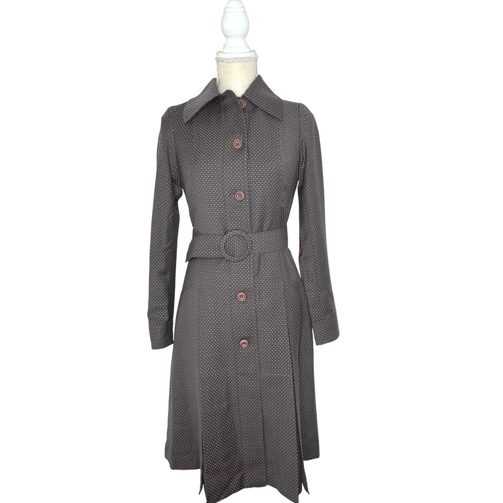 Edward an‎ Trench Coat with Pink/White Dots Pleated